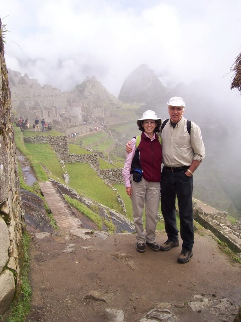 An image of Bob and Jean at Machu Picchu in Urubamba Province, Peru.