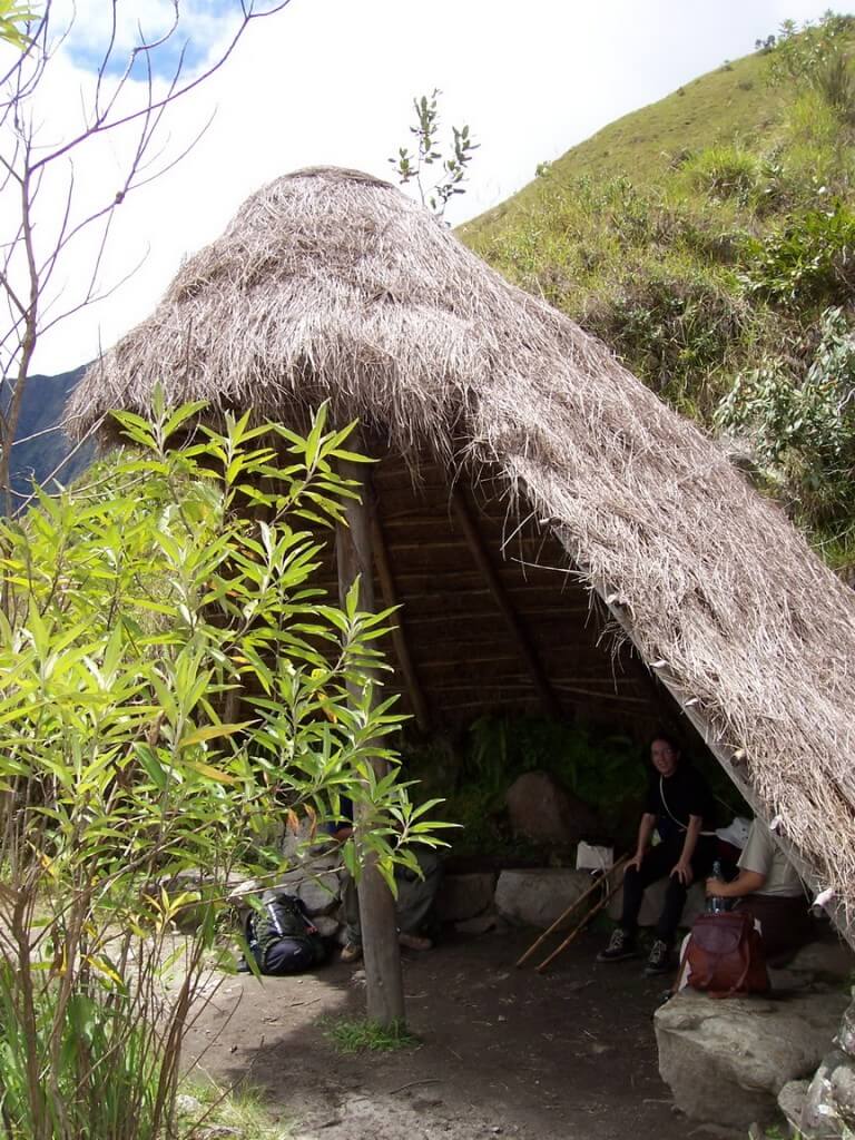 Jean takes a rest along the Inca trail near Wiñay Wayna in Peru, South America