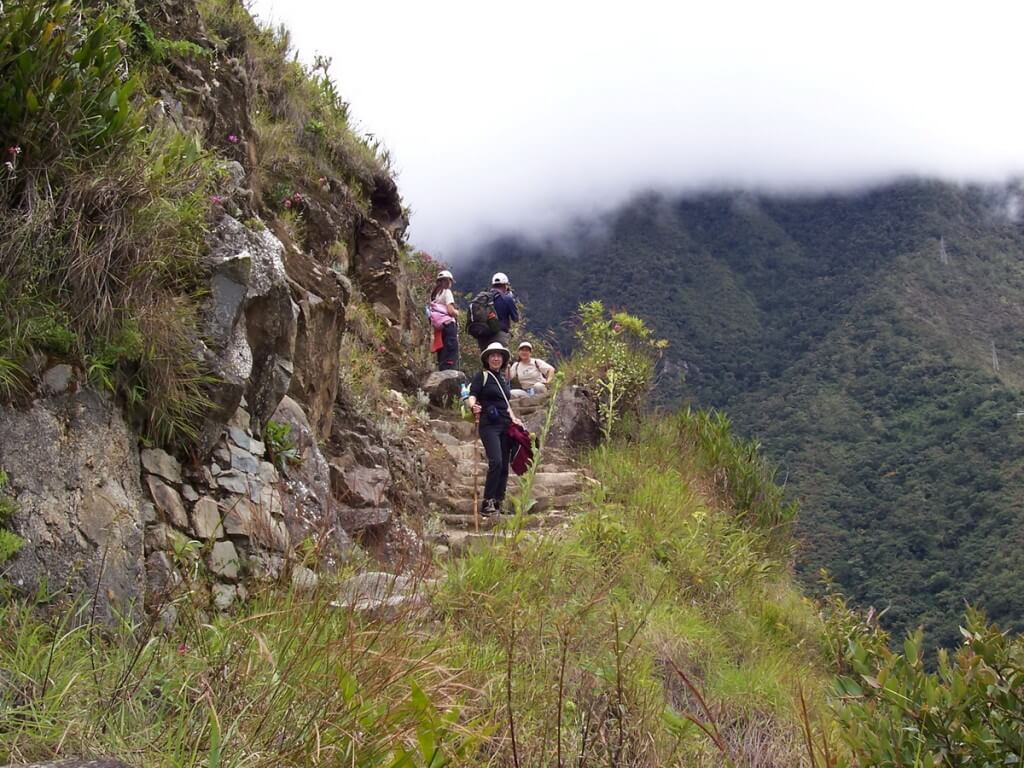 Jean hiking with a group on the the Inca Trail in Peru, South America
