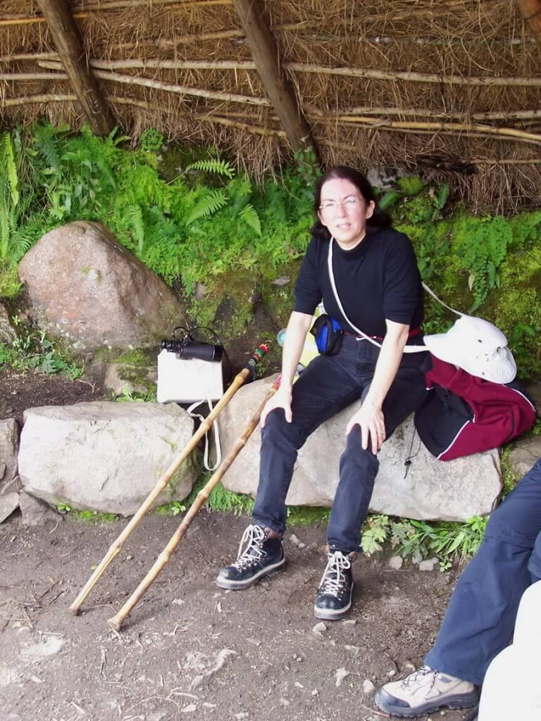 Jean at a rest stop along the Inca trail near Wiñay Wayna in Peru, South America