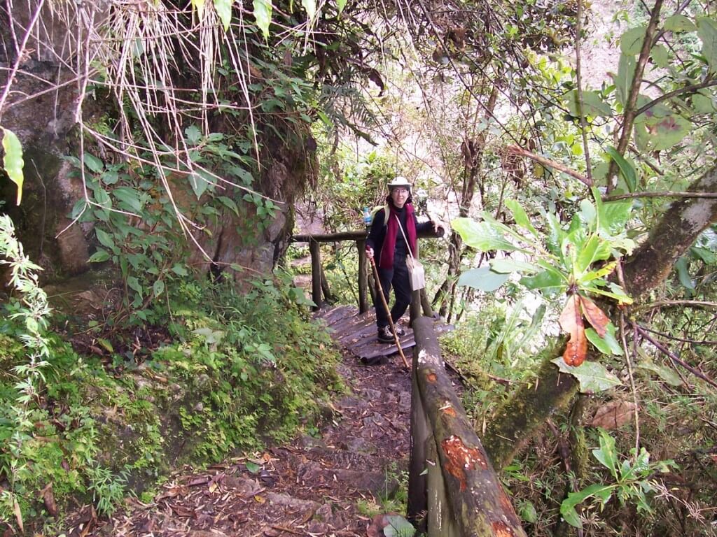 Jean on the Inca Trail near Wiñay Wayna in Peru, South America