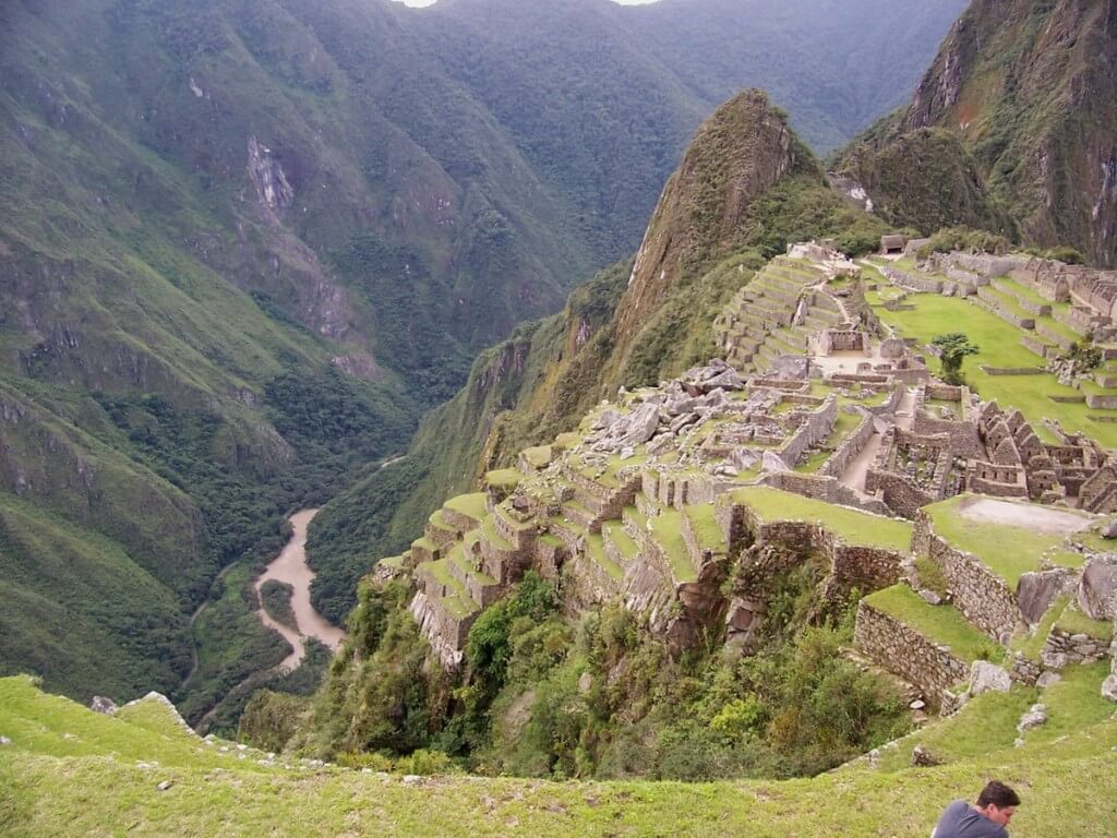 An image of the terraces and buildings at Machu Picchu in Urubamba Province, Peru