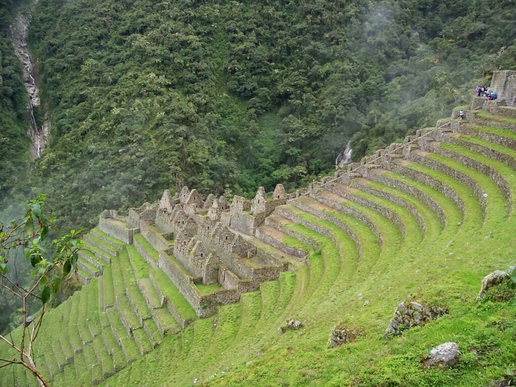 Stone ruins at Wiñay Wayna on the Inca Trail in Peru, South America