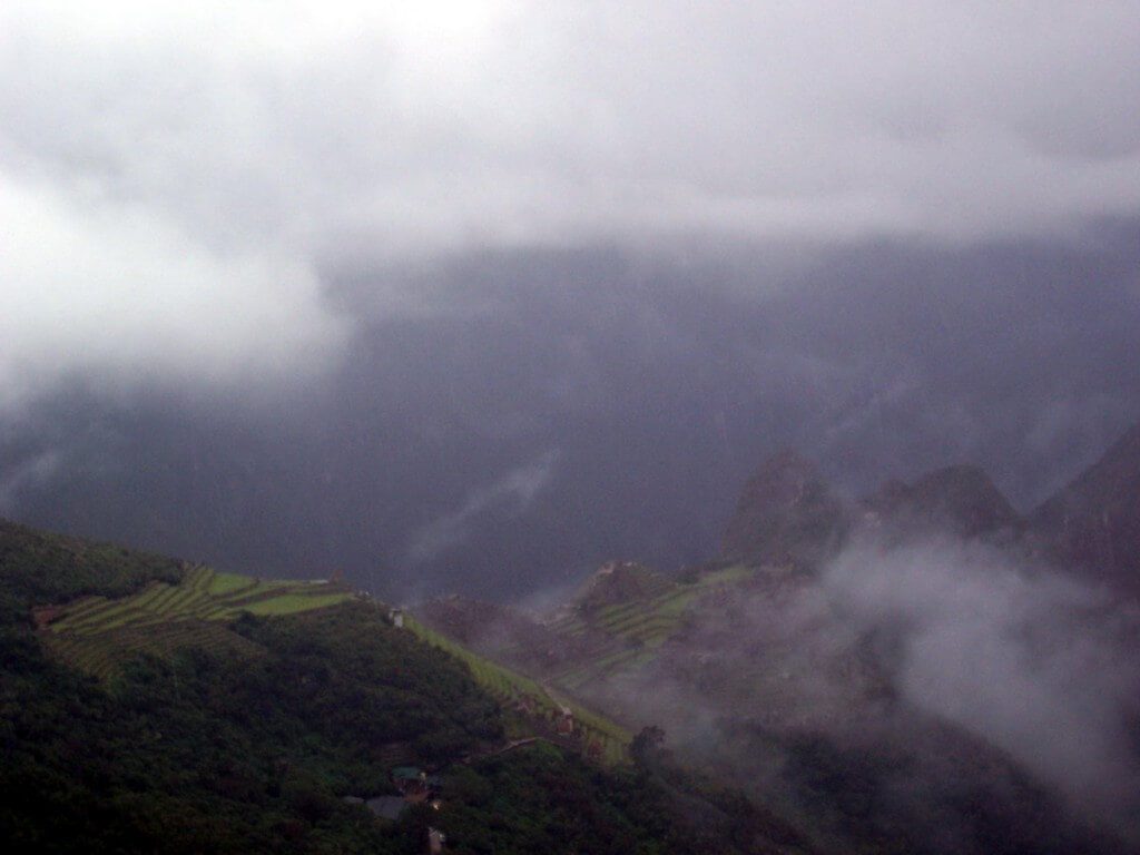 Clouds over the Wiñay Wayna ruins on the Inca Trail in Peru, South America