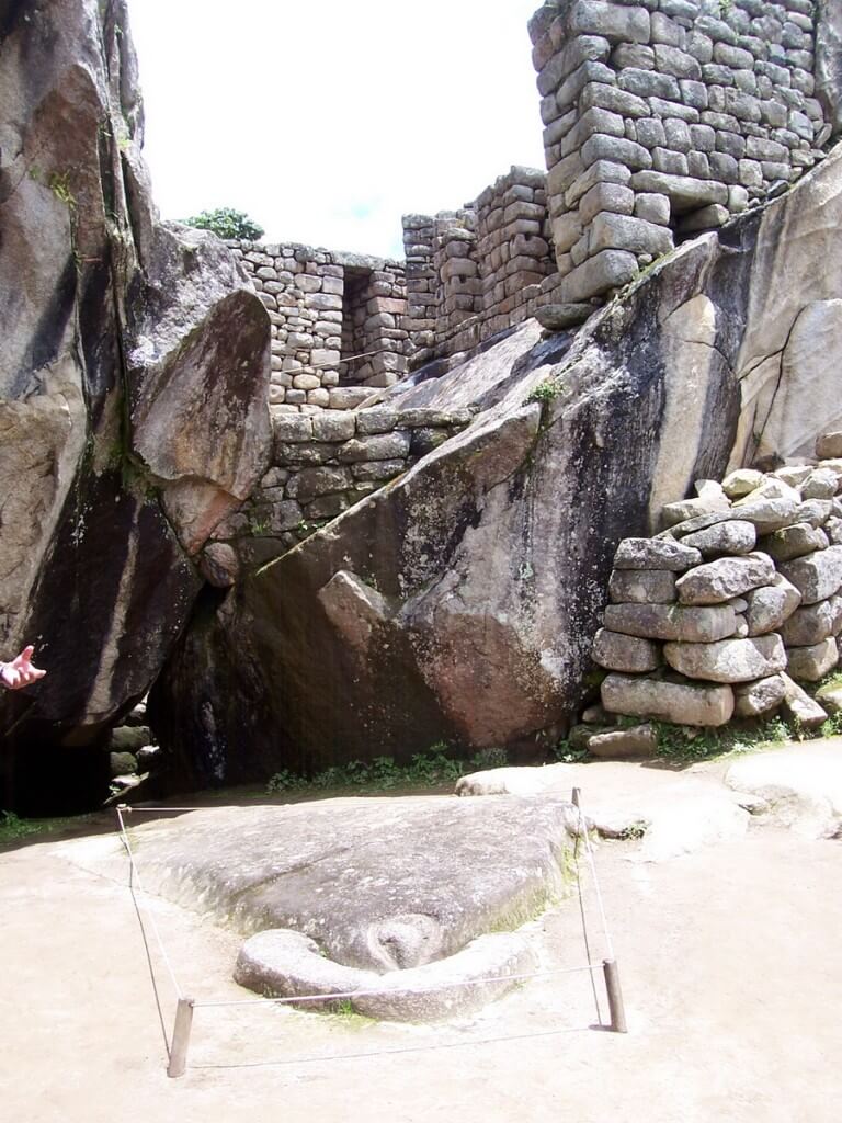 An image of the Temple of the Condor at Machu Picchu in Urubamba Province, Peru.