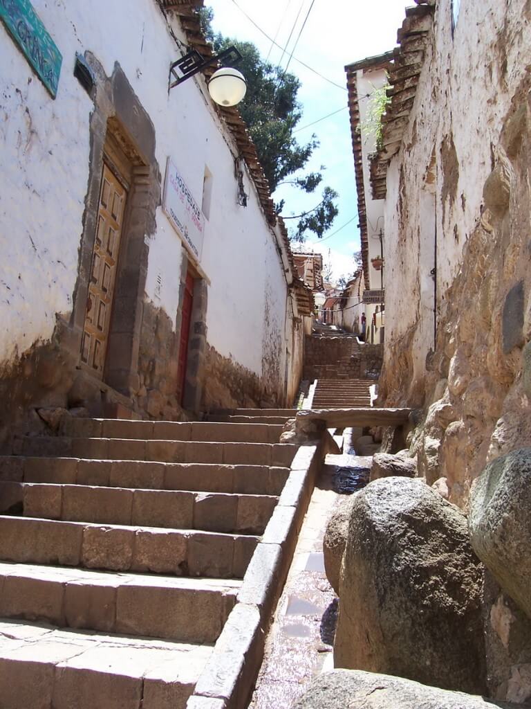 one of many steep staircases, cusco, peru