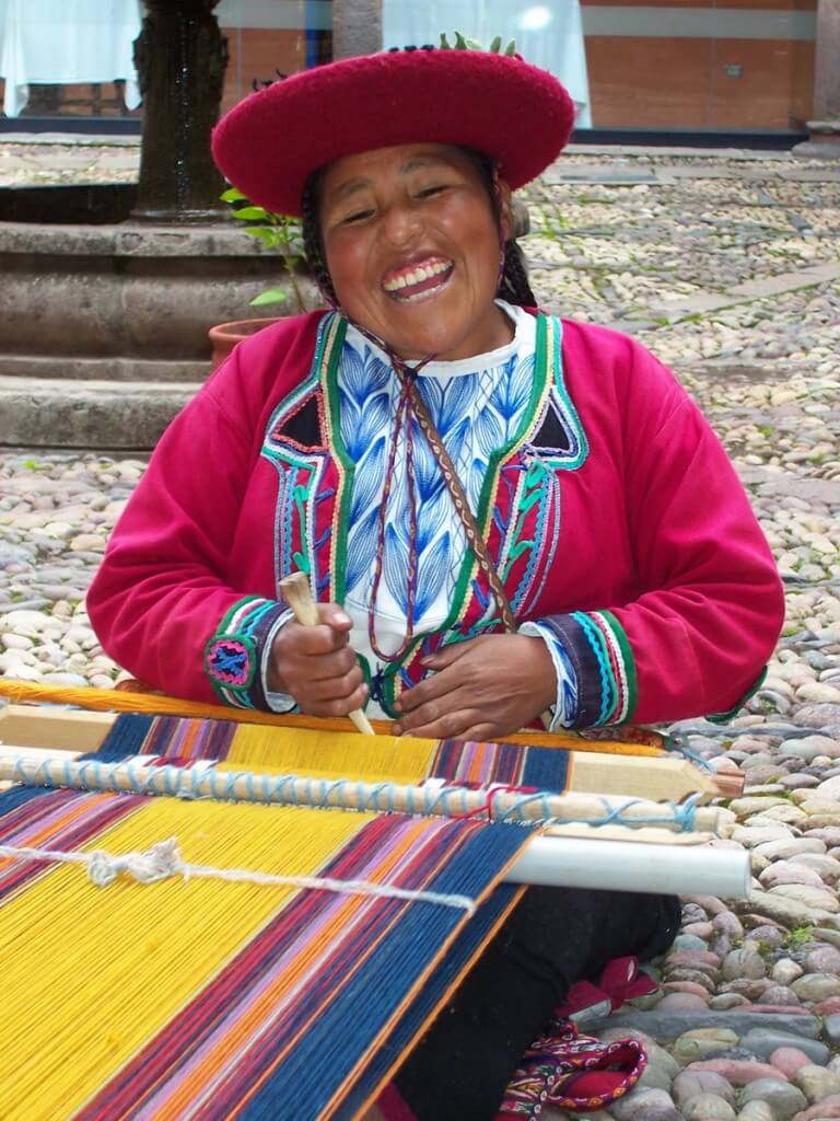 cusco woman at her loom, cusco, peru