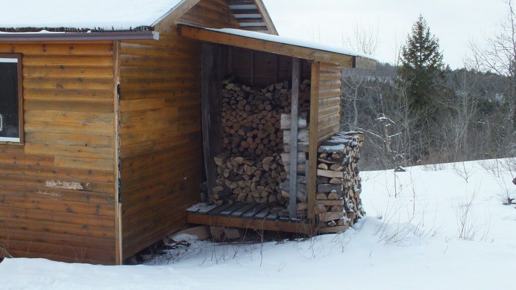 Pinetree shelter, leaf lake ski trail, Algonquin Provincial Park, Ontario, Canada
