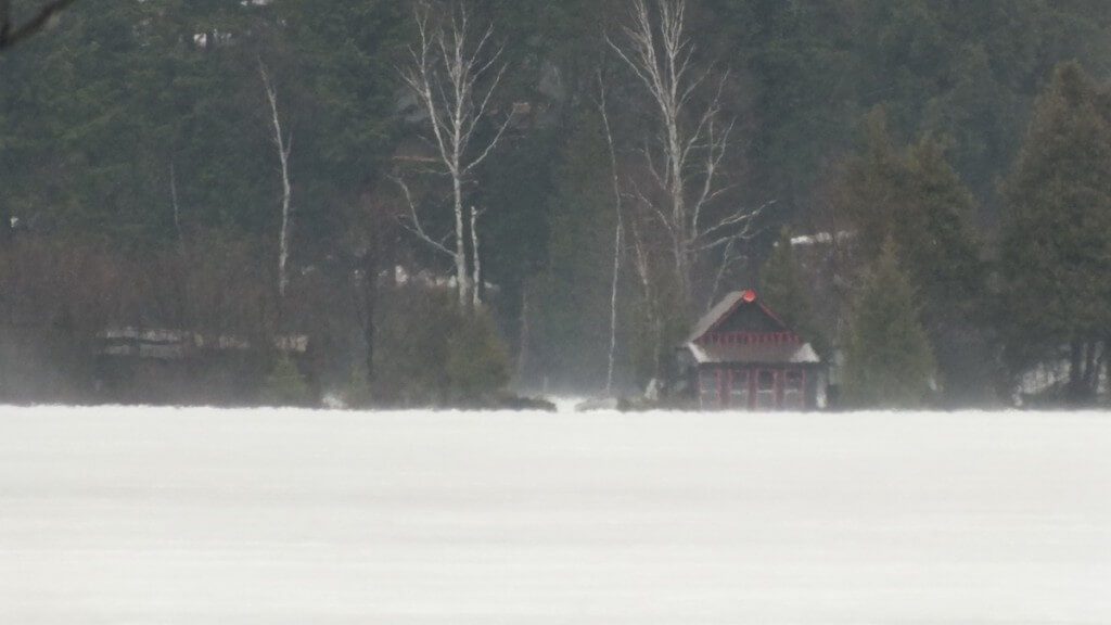 Oxtongue Lake flooding - high waters on distant shore - April 20 2013