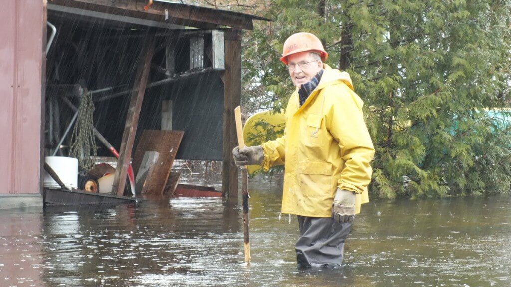 Oxtongue Lake flooding - inspecting the damage in heavy rainfall - April 20 2013