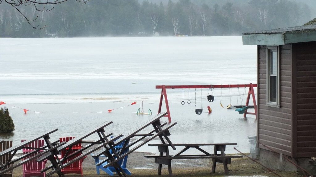 Oxtongue Lake flooding - playground under water - April 20 2013