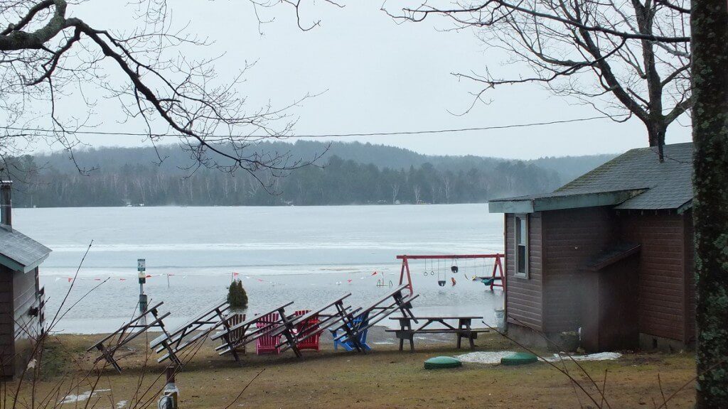 Oxtongue Lake flooding -view across lake to east shoreline - April 20 2013