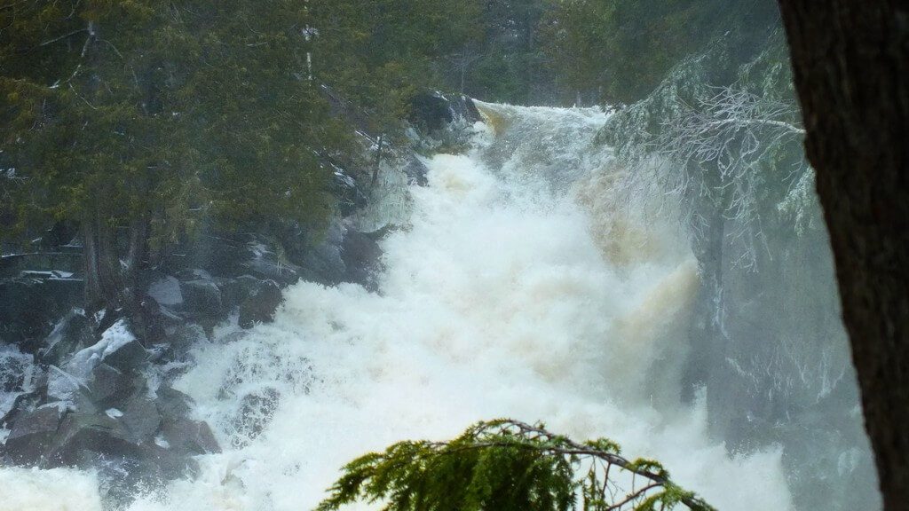 Ragged Falls - falls on the rightside - Oxtongue River - Ontario - April 20 2013