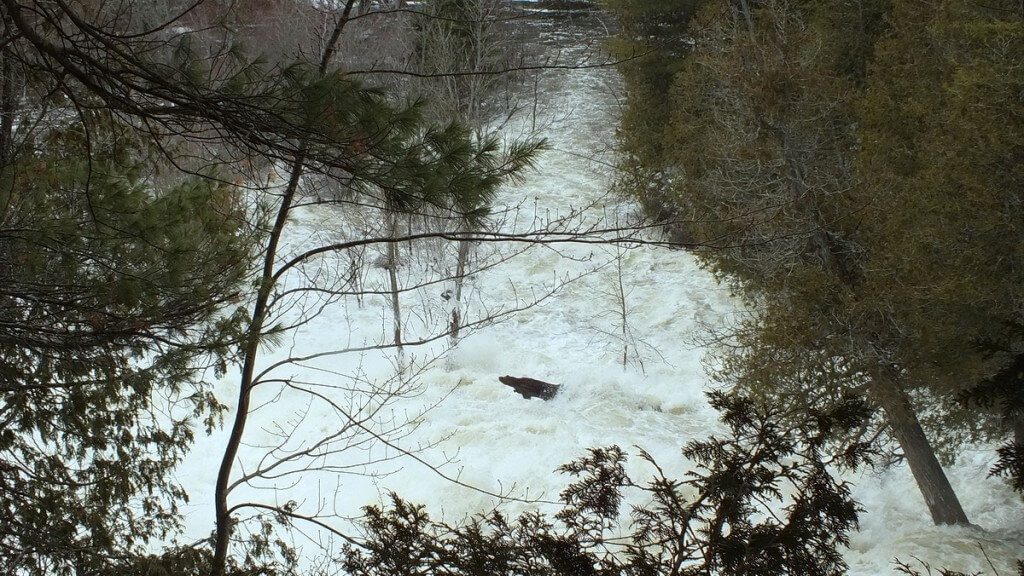 Ragged Falls - looking down to Oxtongue River - Ontario - April 20 2013