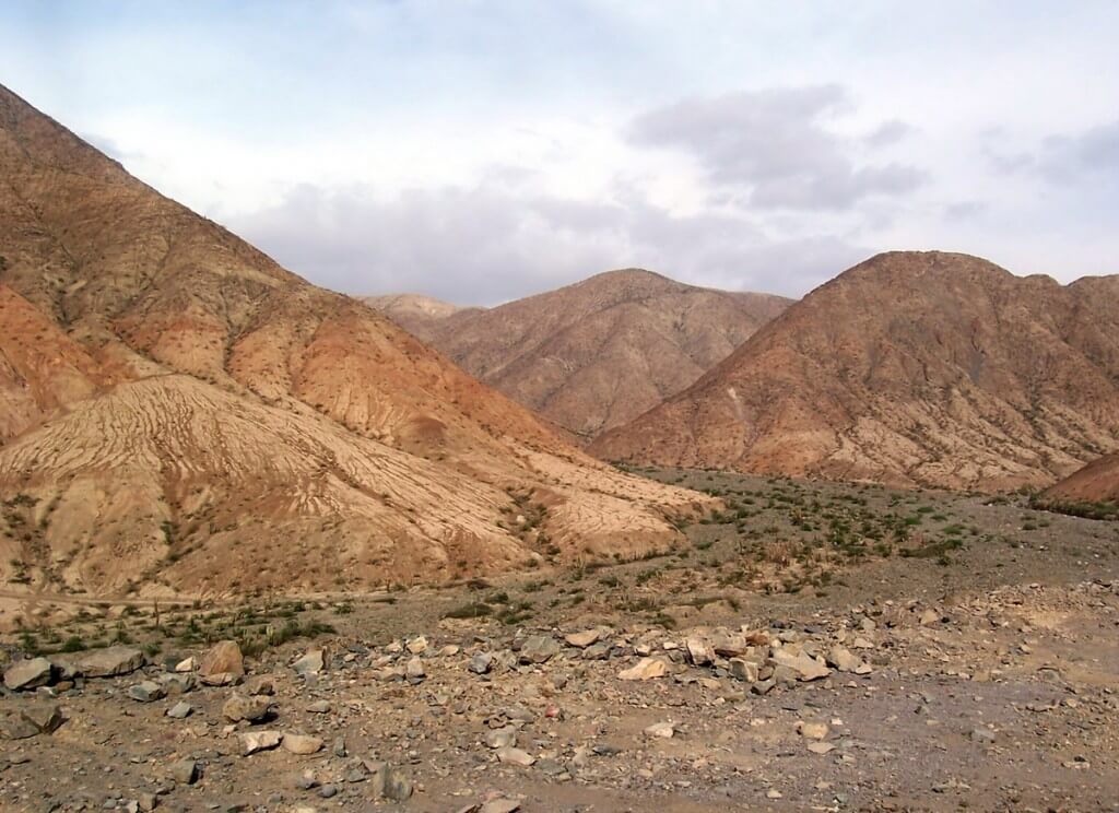 Mountains along highway 26 near Nazca in Peru, South America.