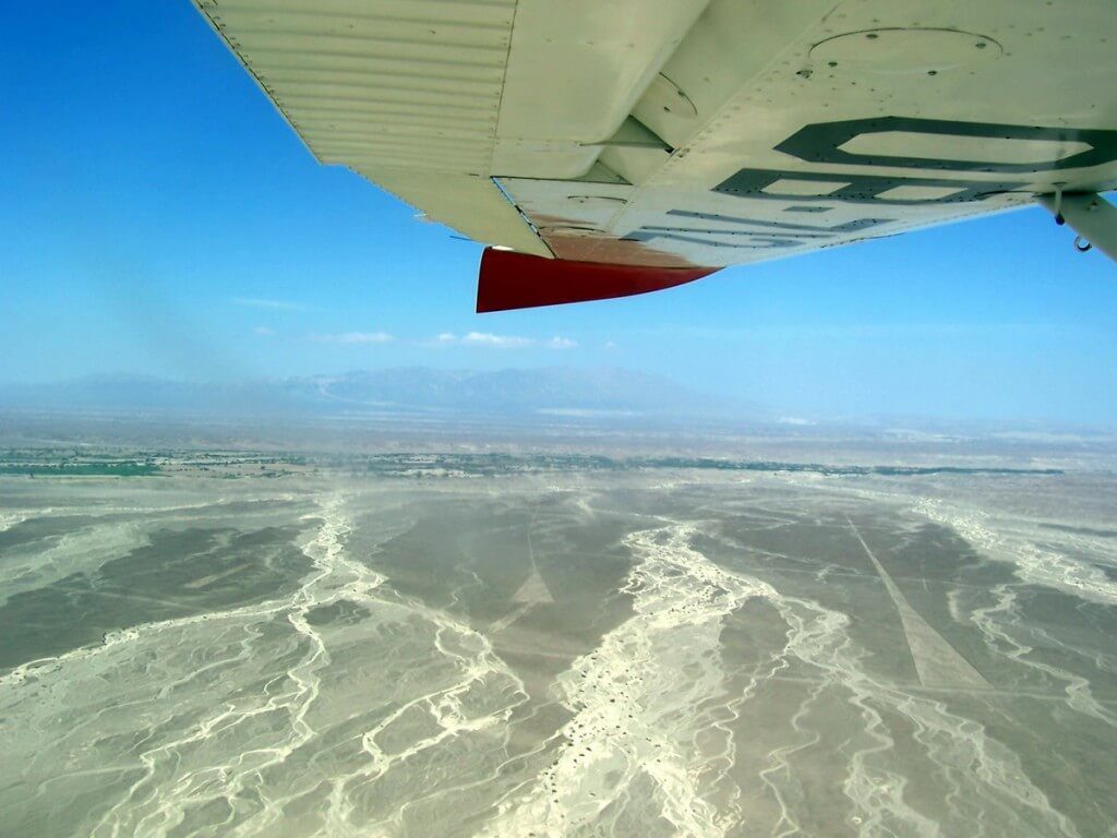 Aerial view of the Nazca valley near Nazca in Peru, South America