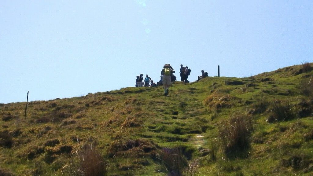 jean climbs to top of mullacor mountain - wicklow mountains national park - ireland