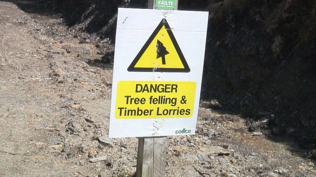 logging sign along the wicklow way - wicklow mountains - ireland