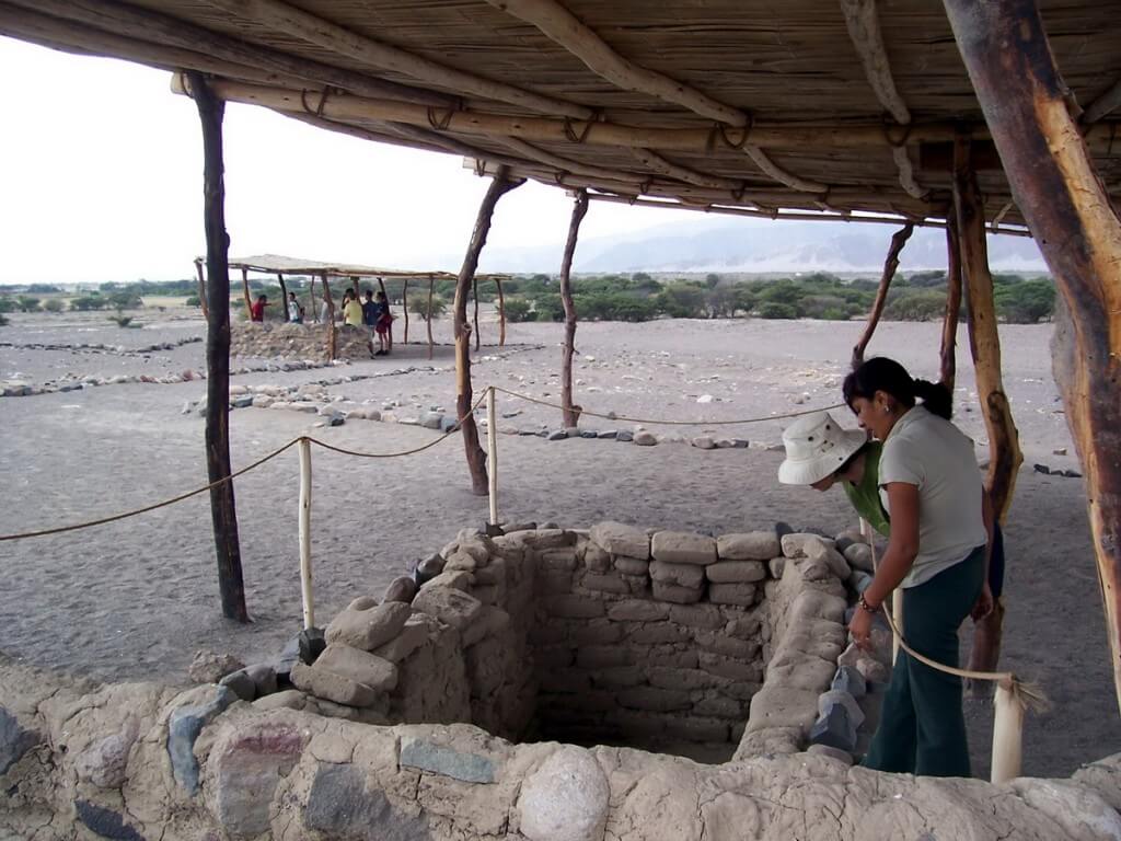 Open gravesite at the Chauhilla Cemetery near Nazca in Peru, South America.