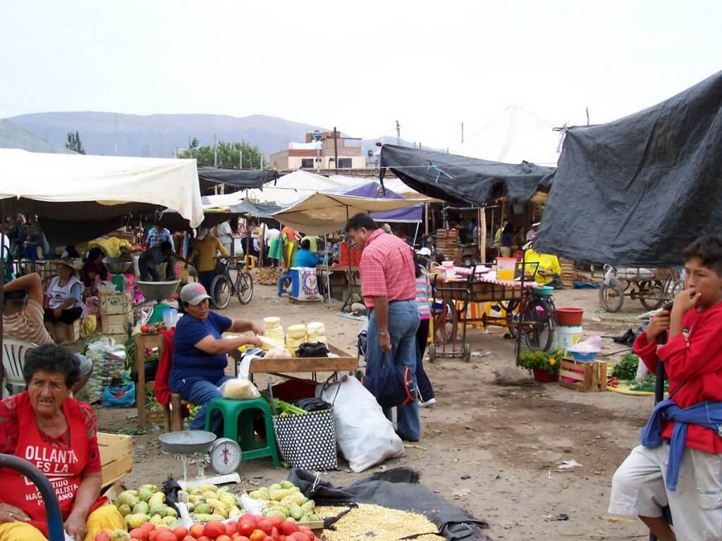 Street market in the village of Nazca, Peru