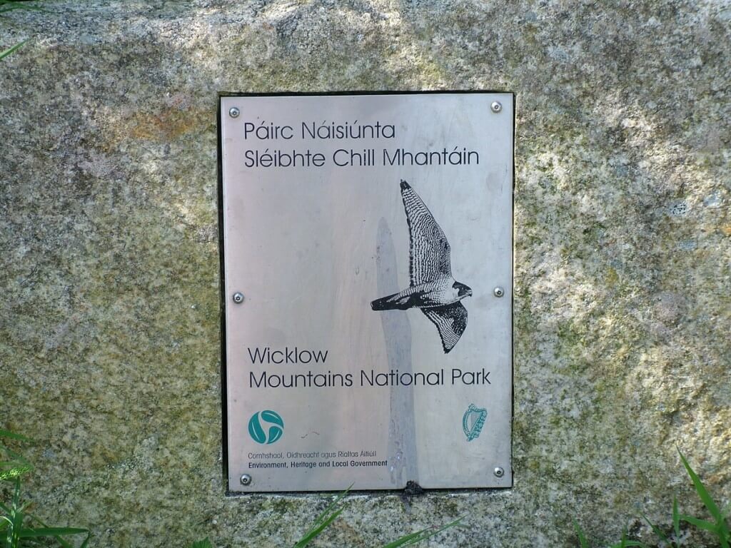 An image of the national parks sign for Wicklow Mountains National Park in County Wicklow, Ireland. Photography by Frame To Frame - Bob and Jean.