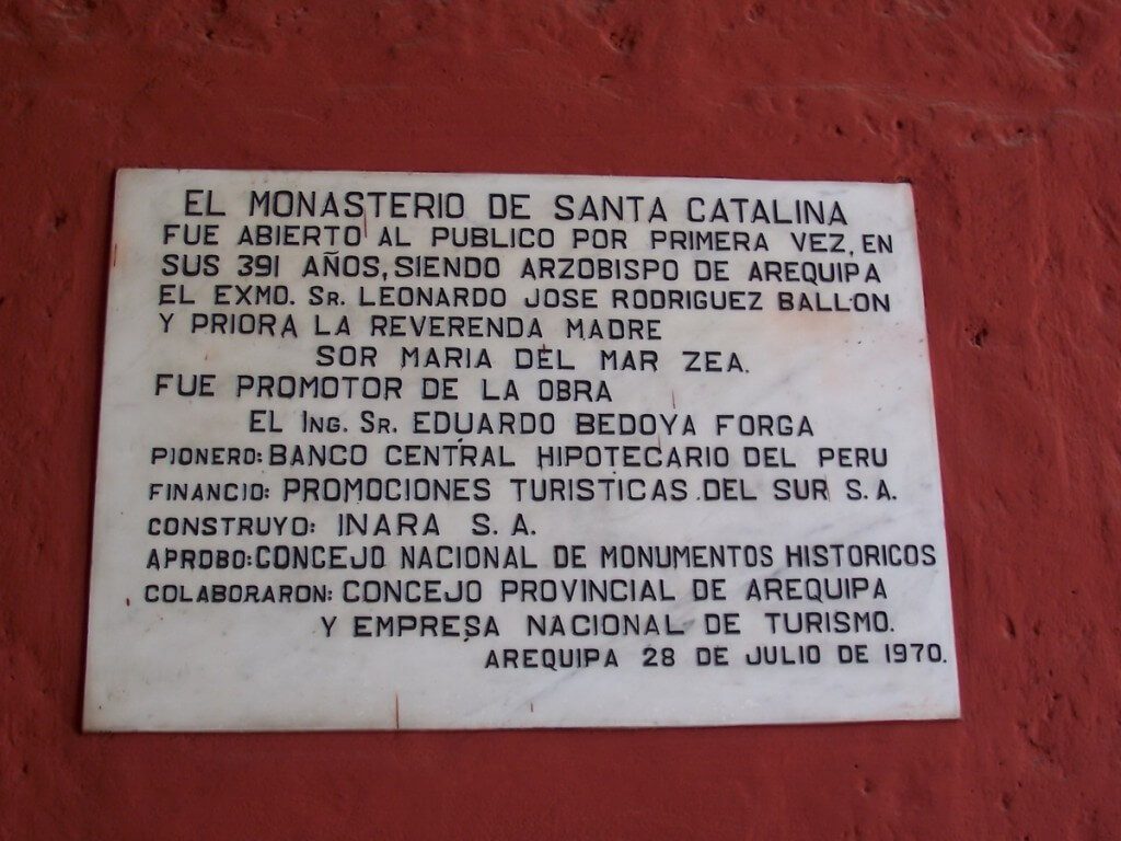 El Monasterio De Santa Catalina wall sign, Arequipa, Peru