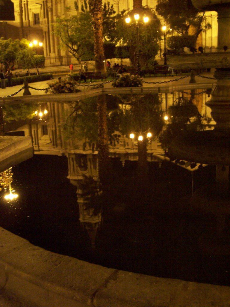 Evening lights, Plaza De Armas, Arequipa, Peru