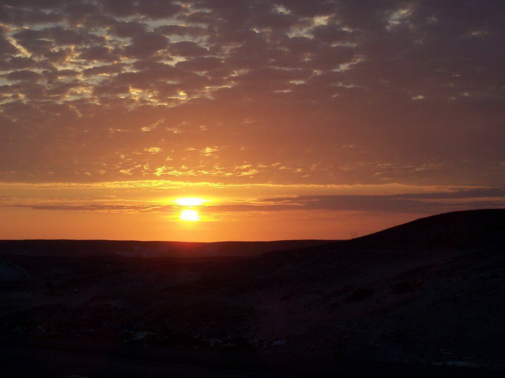 sunset in the desert near arequipa - peru