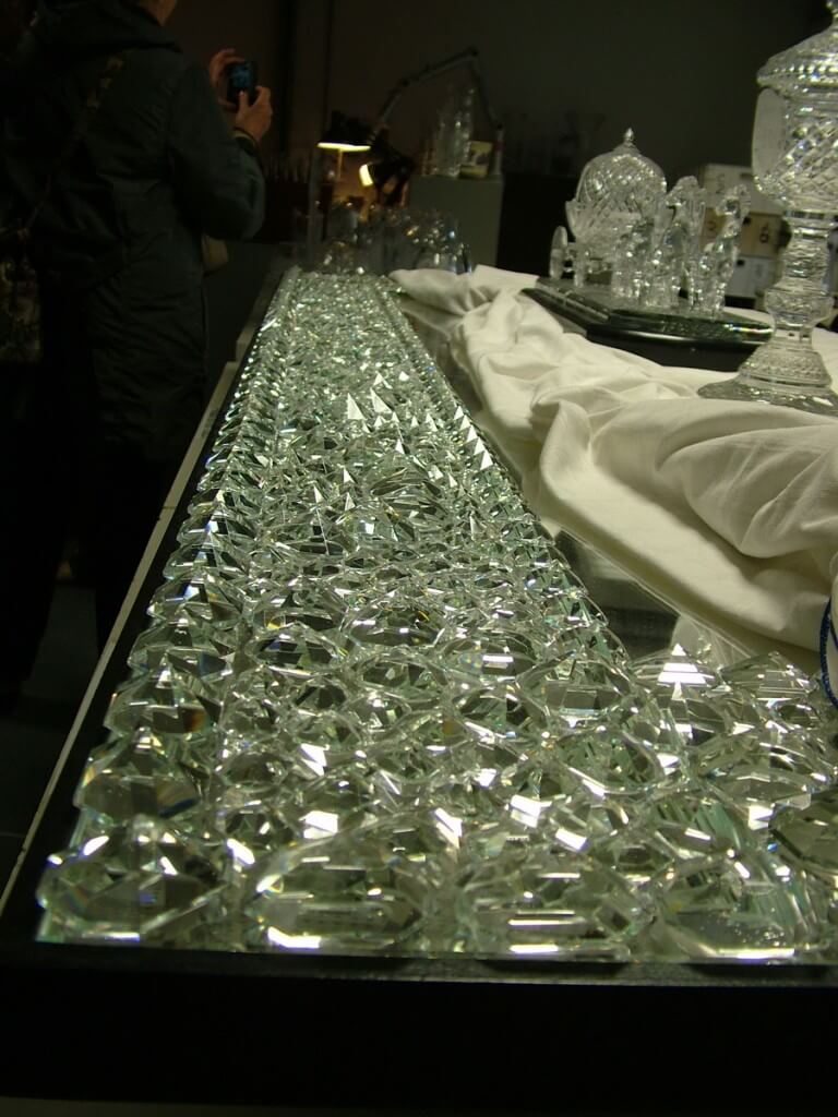 An image of the crystal glass edge of a mirror at House of Waterford Crystal in Waterford, Ireland. Photography by Frame To Frame - Bob and Jean.