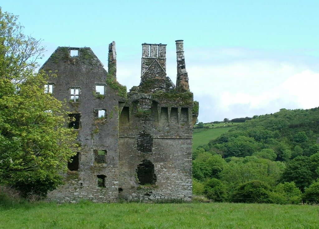 Coppinger's Court ruins, chimneys and walls, county cork, Ireland