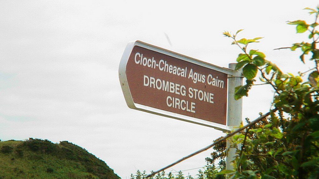 An image of the Drombeg Stone Circle highway sign near Glandore in County Cork in Ireland. Photography by Frame To Frame - Bob and Jean.