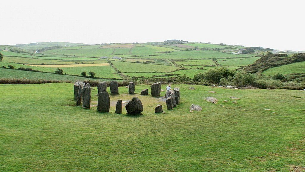 An image of the Drombeg Stone Circle on the side of a hill in County Cork, Ireland. Photography by Frame To Frame - Bob and Jean 