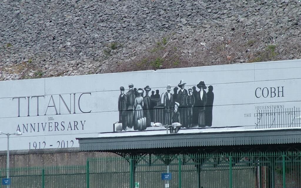titanic 100 year anniversary sign, cobh, county cork, ireland