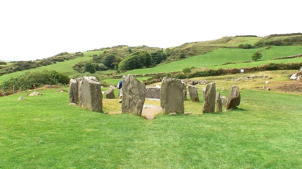 An image of the Drombeg Stone Circle looking towards the hills in County Cork, Ireland. Photography by Frame To Frame - Bob and Jean 