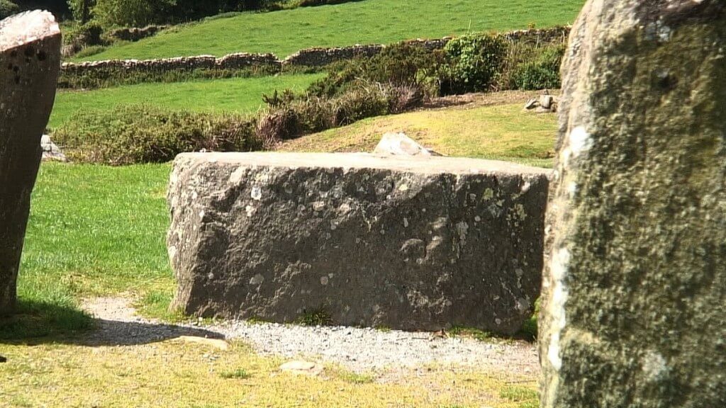 An image of the Recumbent axial stone at the Drombeg Stone Circle in County Cork, Ireland. Photography by Frame To Frame - Bob and Jean 