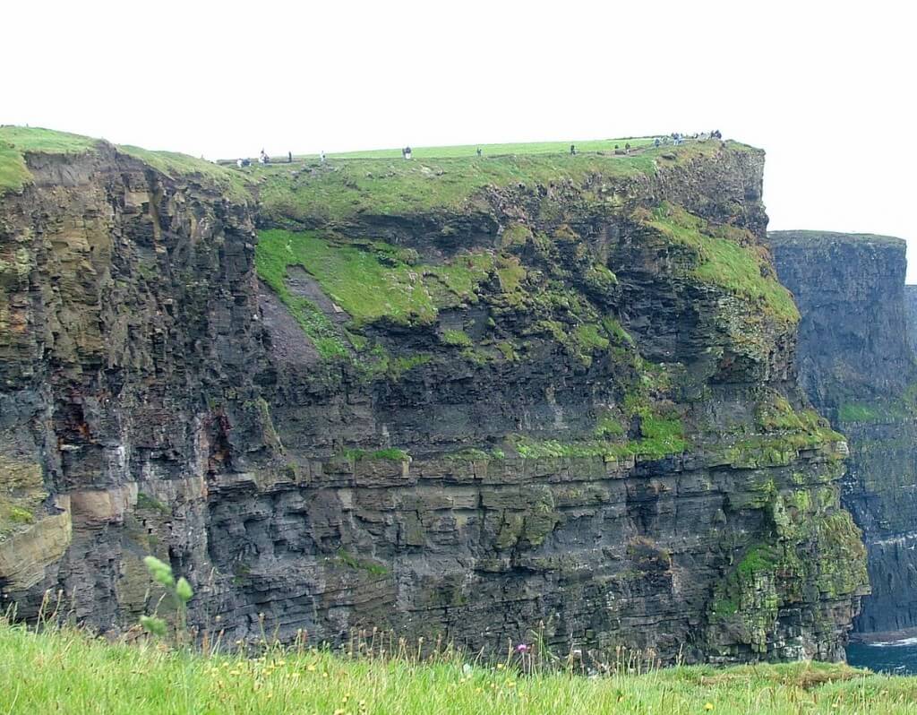 Cliffs and rock walls at the Cliffs of Moher in County Clare, Ireland