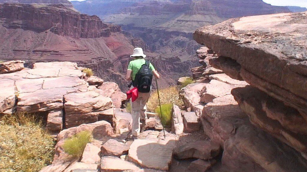 jean nears plateau point at the grand canyon