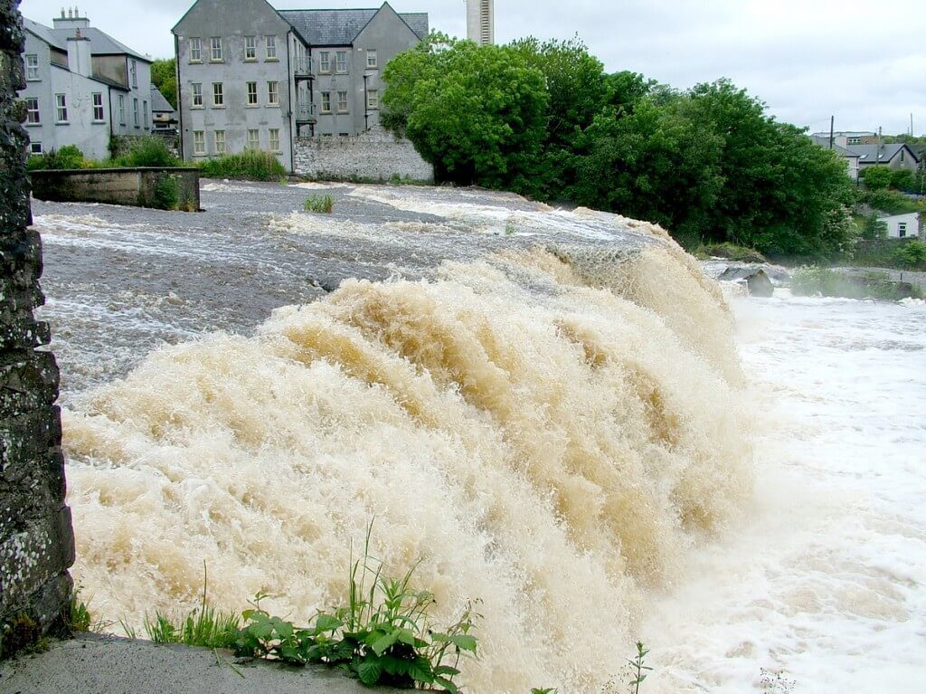 River waterfalls in downtown Ennistymon, County Clare, Ireland