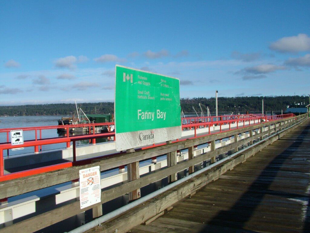 An image of the government wharf in Fanny Bay on Vancouver Island in British Columbia. Photography by Frame To Frame - Bob and Jean.