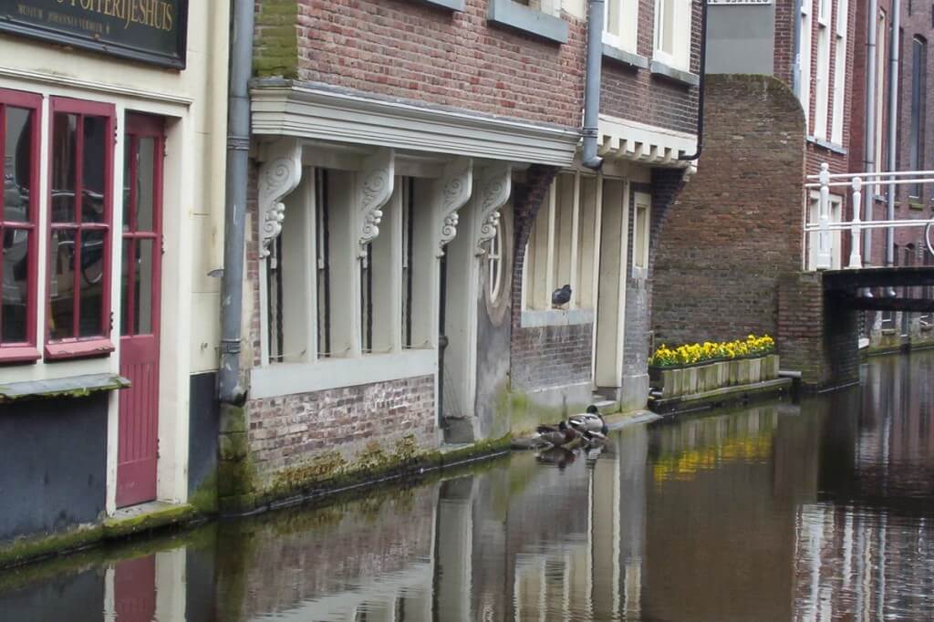 homes along a canal, delft, the netherlands