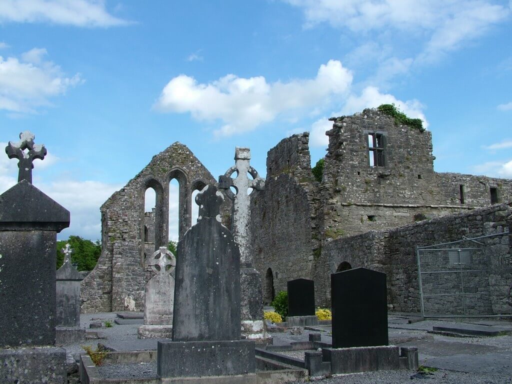 An image of the gravestones and walls at the Royal Abbey of Cong in Cong, County Mayo, Ireland. Photography by Frame To Frame - Bob and Jean