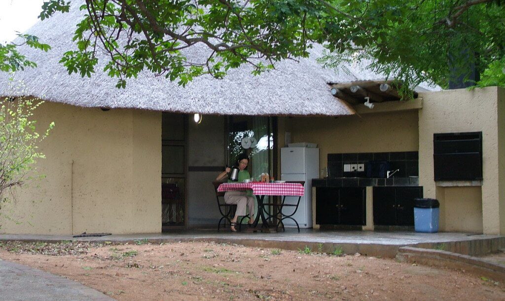 An image of a riverside bungalow at Skukuza Rest Camp in Kruger National Park in South Africa.