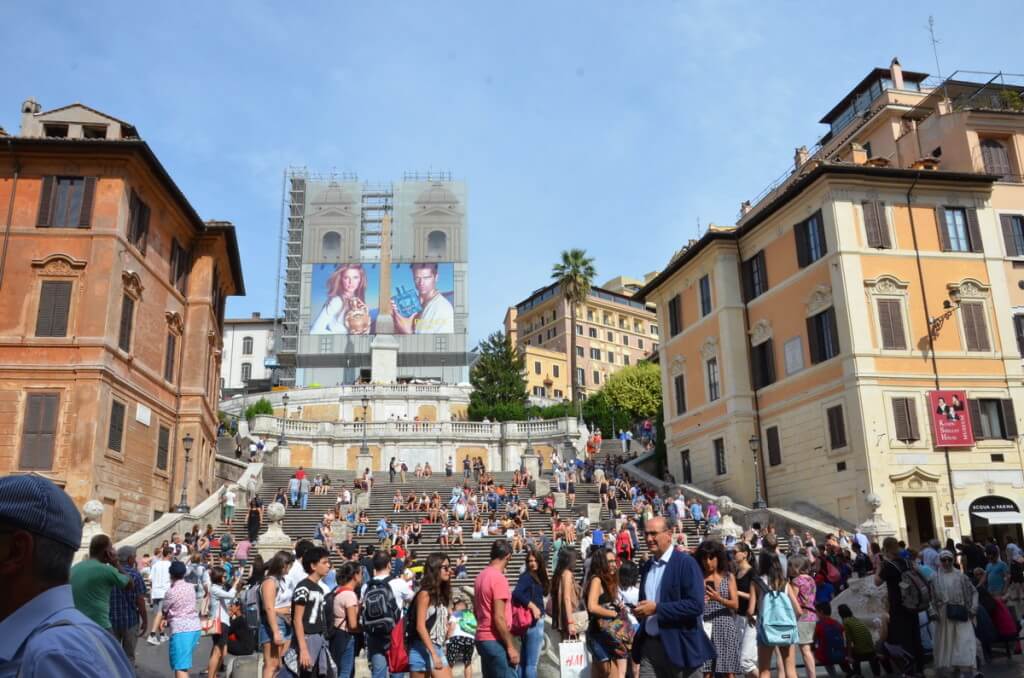 People on the Spanish Steps in Rome, Italy