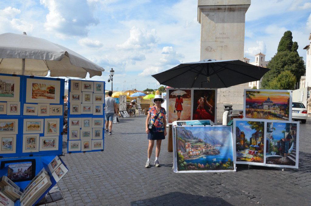 photograph of the street art above the Spanish Steps in Rome, Italy