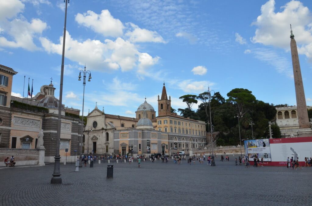 Piazza del Popolo urban square in Rome, Italy