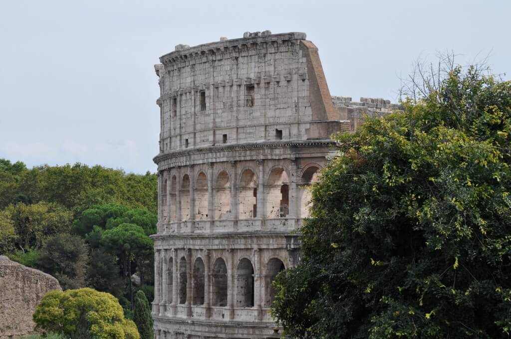 Exterior of the Roman Colosseum in Rome, Italy