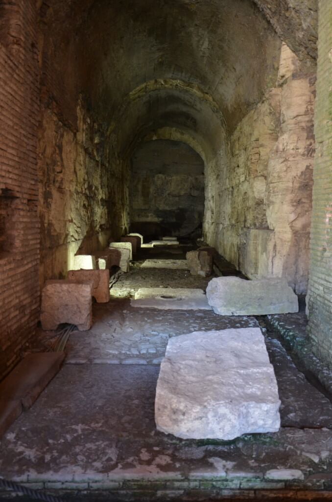 An image of the underground labyrinth the basement area of the Roman Colosseum, Rome, Italy. Photography by Frame To Frame - Bob and Jean.
