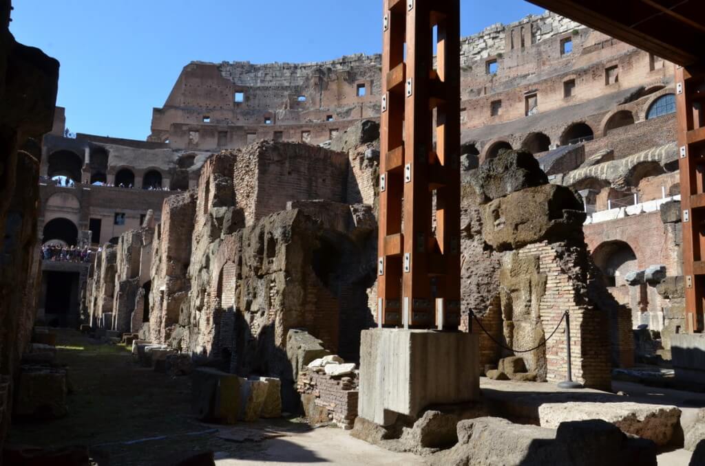 Aqueduct canal in the basement of the Roman Colosseum, Rome, Italy, Rome, Italy