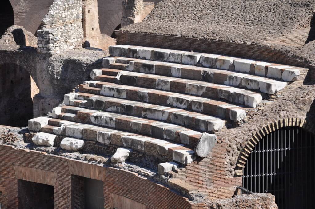 An image of the reconstructed seating in the Colosseum in Rome, Italy. Photography by Frame To Frame - Bob and Jean.