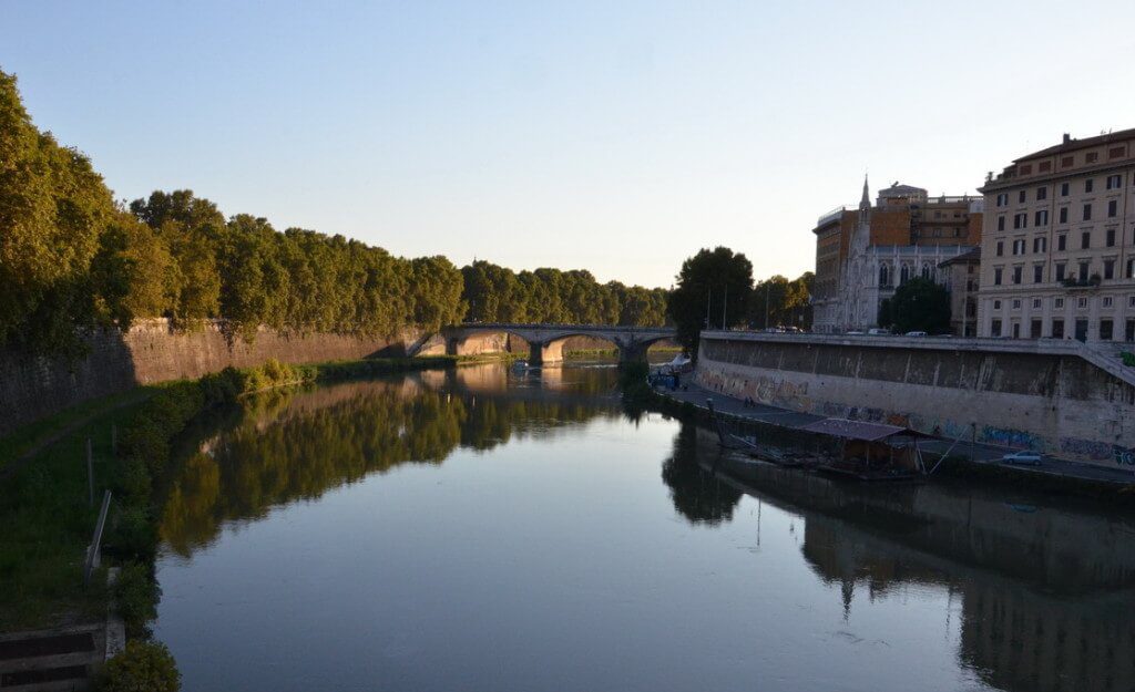 Bridge over the Tiber River, Rome, Italy